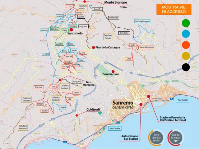 La mappa dei trail enduro di Sanremo Bike Resort