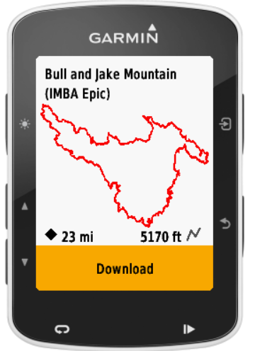 Traccia visualizzata sullo schermo del GPS Garmin Edge compatibile
