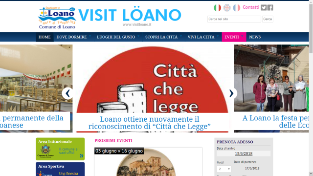 La home page di Visit Loano