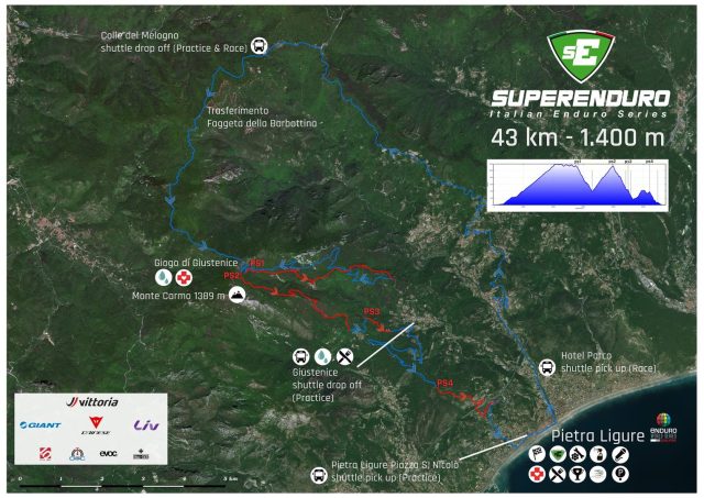 La mappa del percorso gara Superenduro di Pietra Ligure