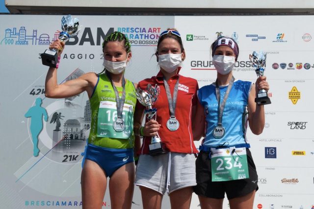 Il podio femminile della BAM Brescia Art Marathon 2021