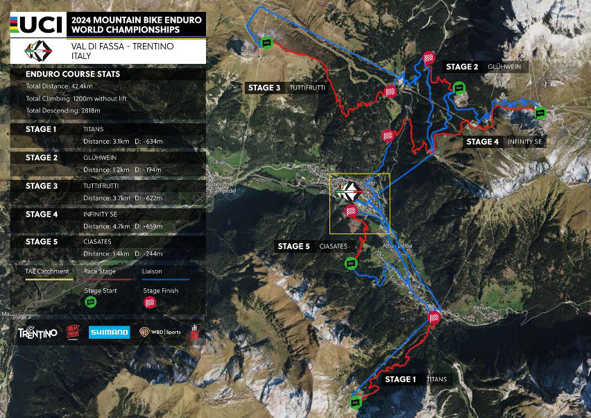 mondiali uci enduro val di fassa 2024 - mappa percorsi