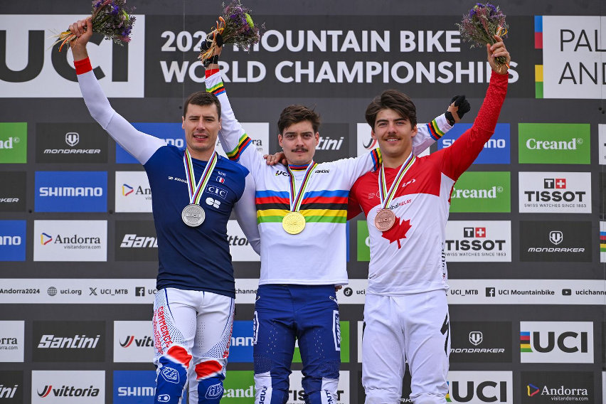 campionati mondiali mtb 2024 - podio dh elite men