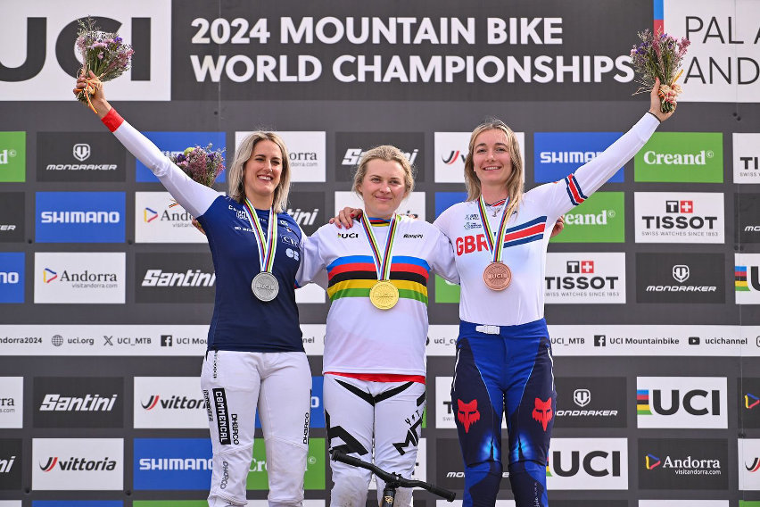 campionati mondiali mtb 2024 - podio dh elite women