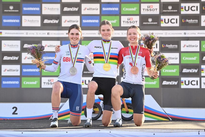 campionati mondiali mtb 2024 - podio xcc u23 women