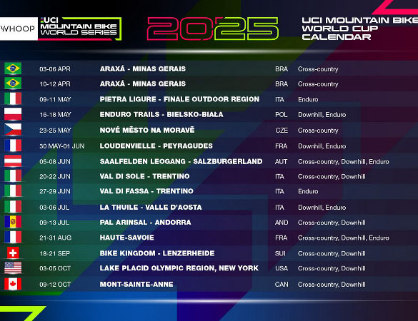 uci mountain bike world series 2025 - calendario