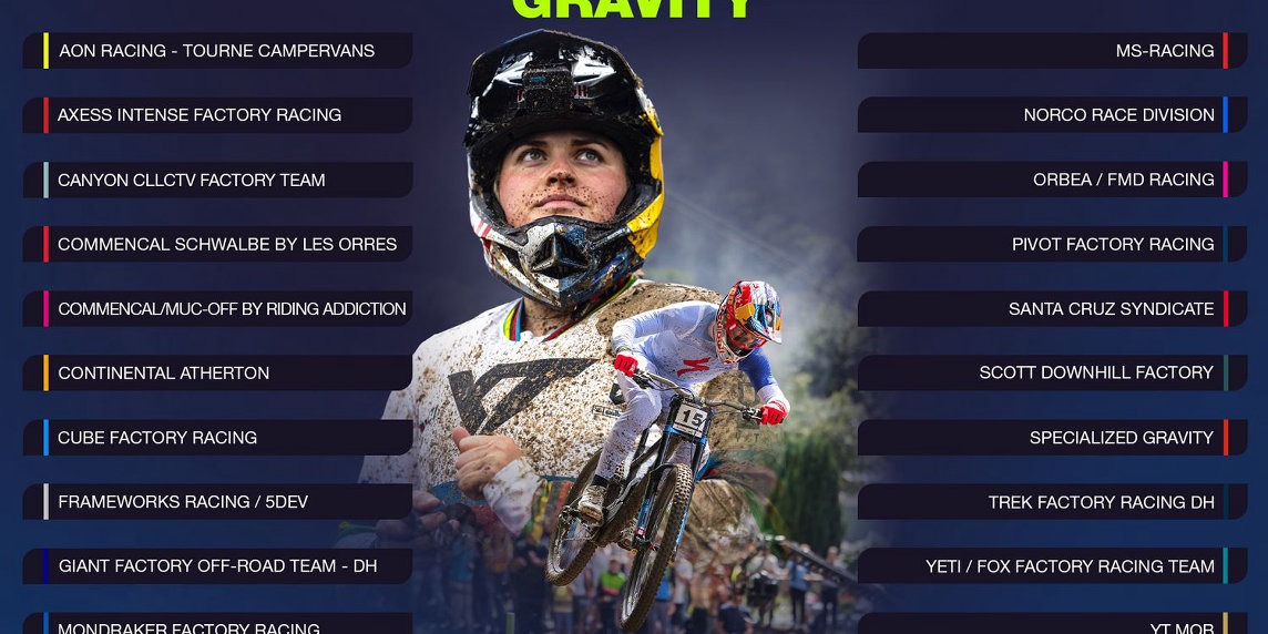 UCI presenta i team Gravity per Mountain Bike World Series 2025