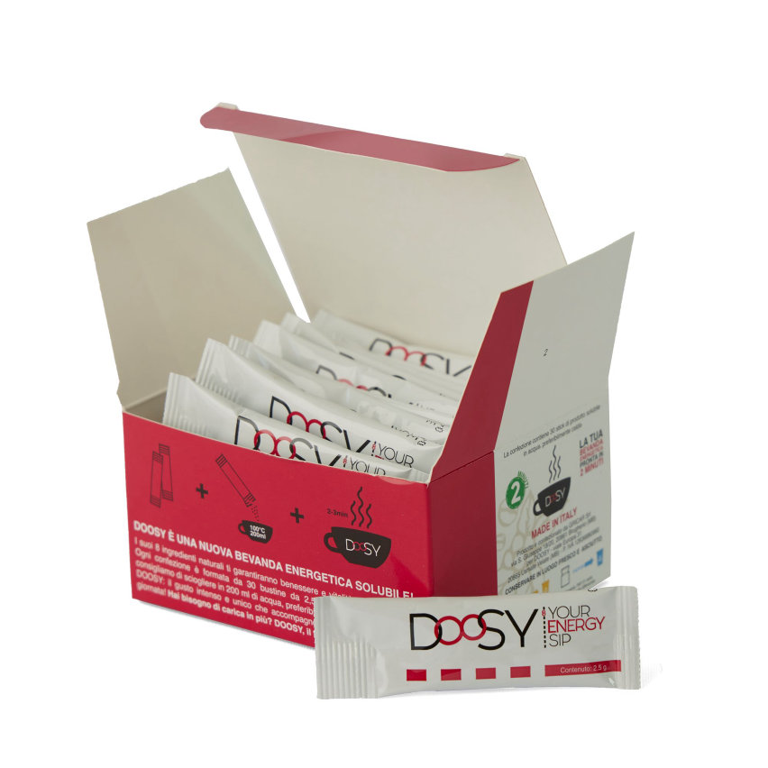 DOOSY, nuova bevanda energetica rivoluzionaria indispensabile per fare il pieno di energia e concentrazione, pensata per chi desidera un BOOST di energia.
