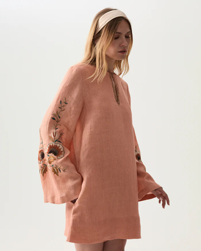 Georgie Blusa In Lino Ricamata