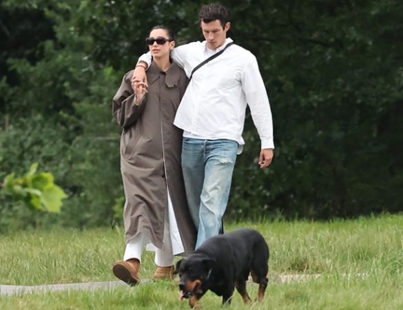 Dua Lipa wears UGG Classic Minis for her first walk after her wedding to Callum Turner.