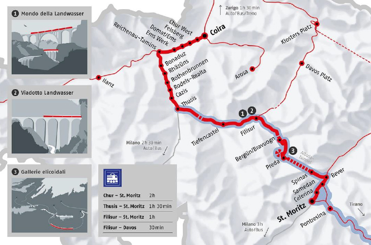 Mappa Trenino Rosso Albula