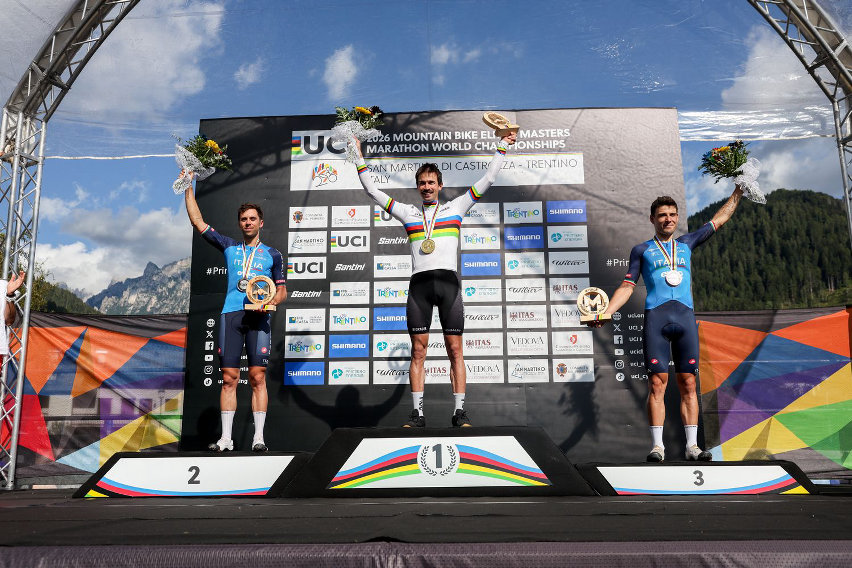 mondiali mtb marathon 2026 elite - partenza podio elite men