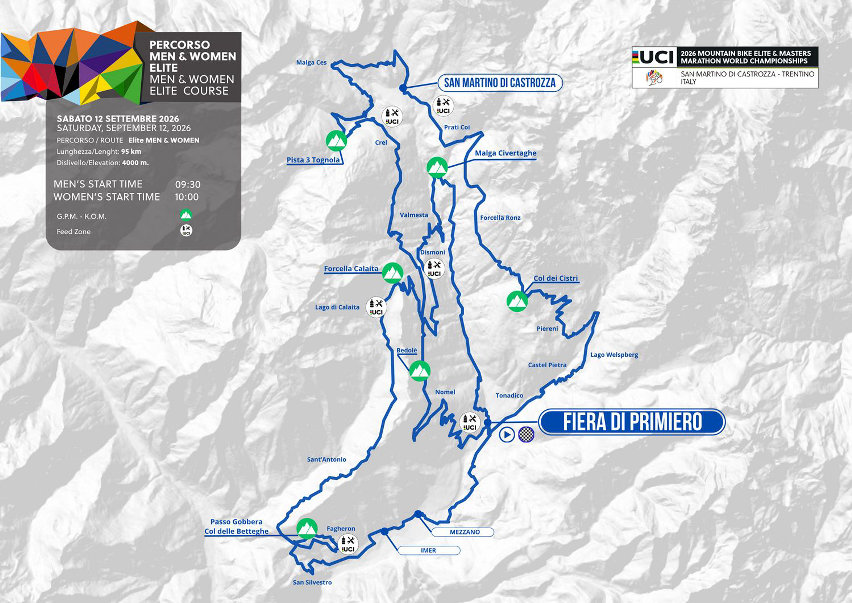 Mondiali MTB Marathon 2026 della Valle di Primiero - percorso elite